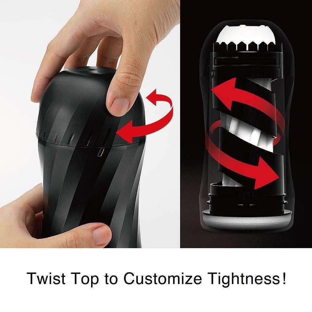 Air-Tech Twist Ripple - Masturbator negru, 15.6 cm - detaliu 4