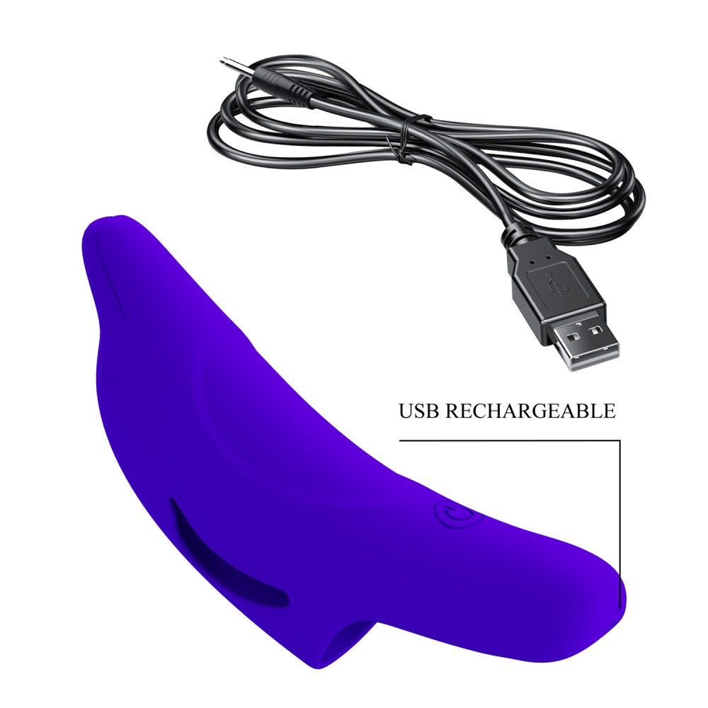 Delphini - Vibrator pentru deget, albastru, 9.8 cm - detaliu 8