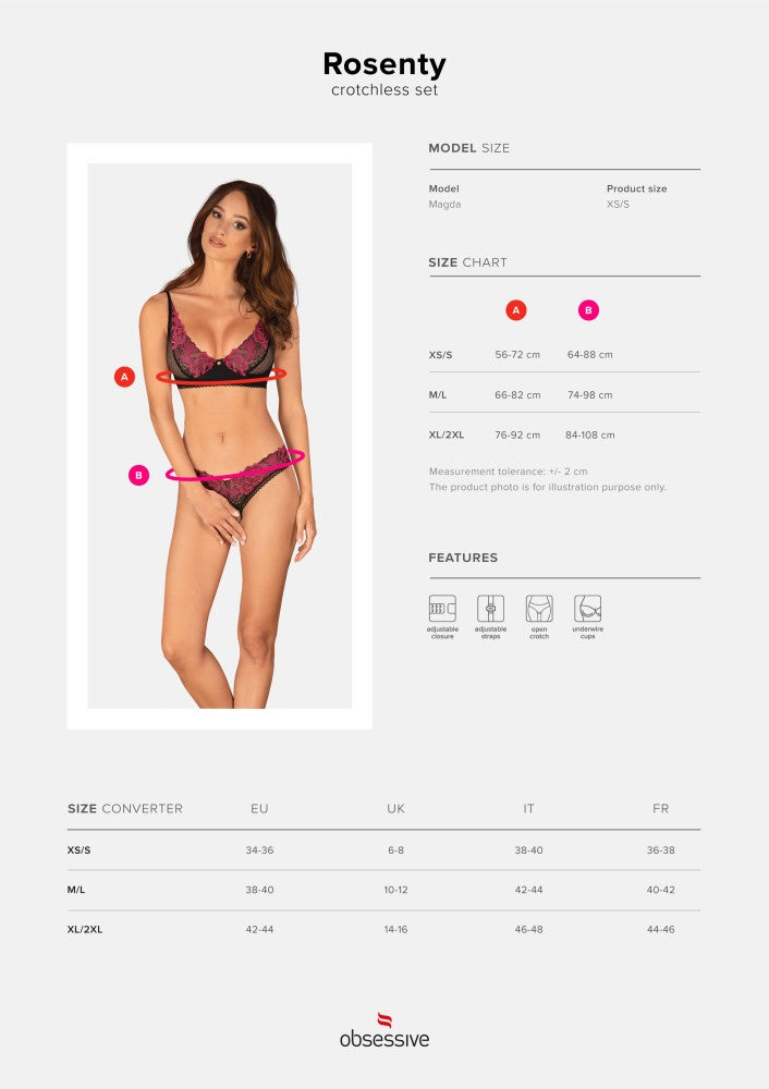 Rosenty 2-pcs crotchless set XS/S - detaliu 8