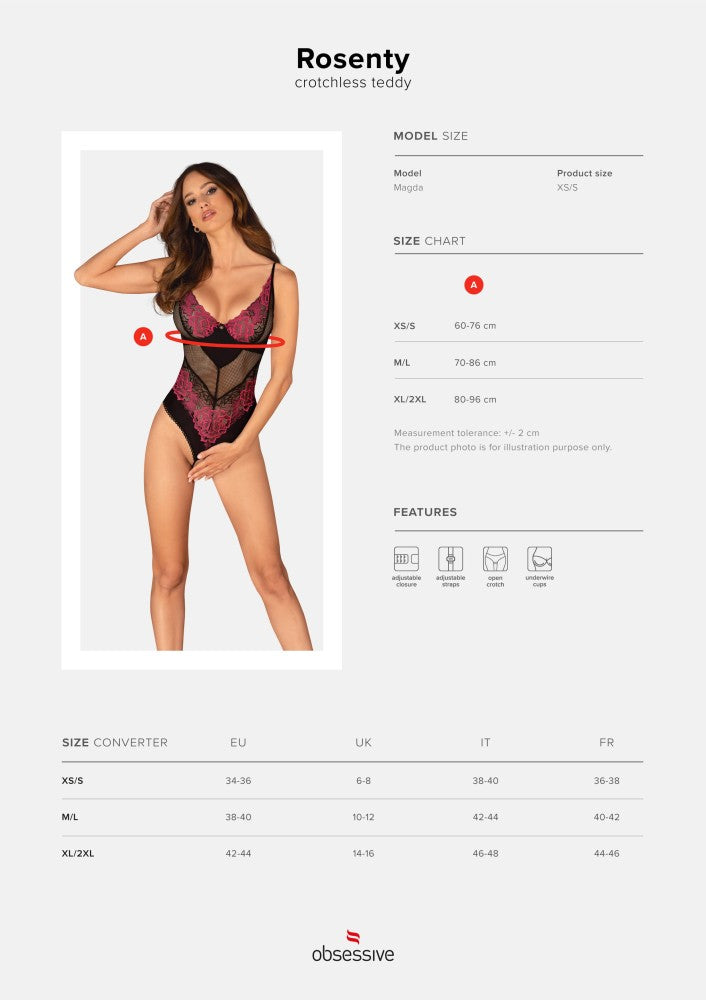 Rosenty crotchless teddy XS/S - detaliu 8