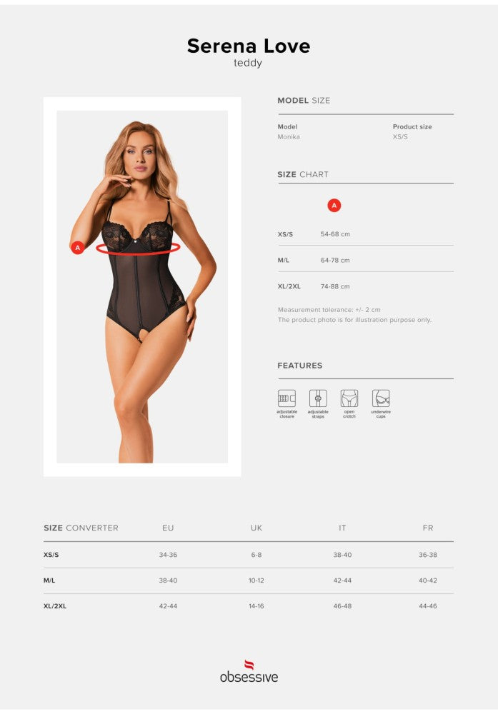 Serena Love crotchless teddy XS/S - detaliu 6