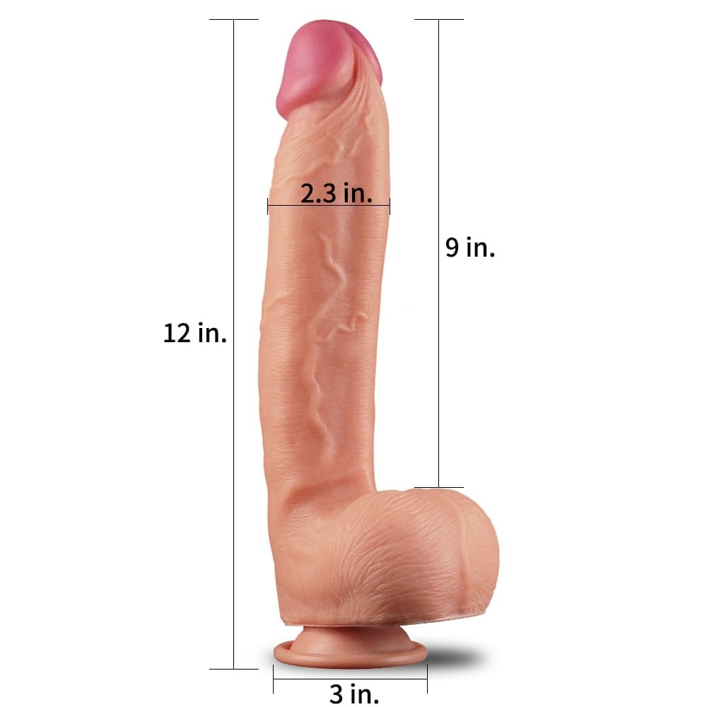 12" Dual Layered Platinum Silicone Cock 1, 30.5x5.8 cm - detaliu 1