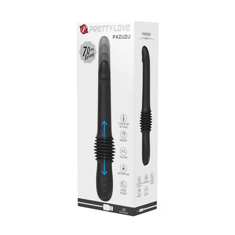 Pazuzu - Vibrator cu piston negru cursa 7cm
