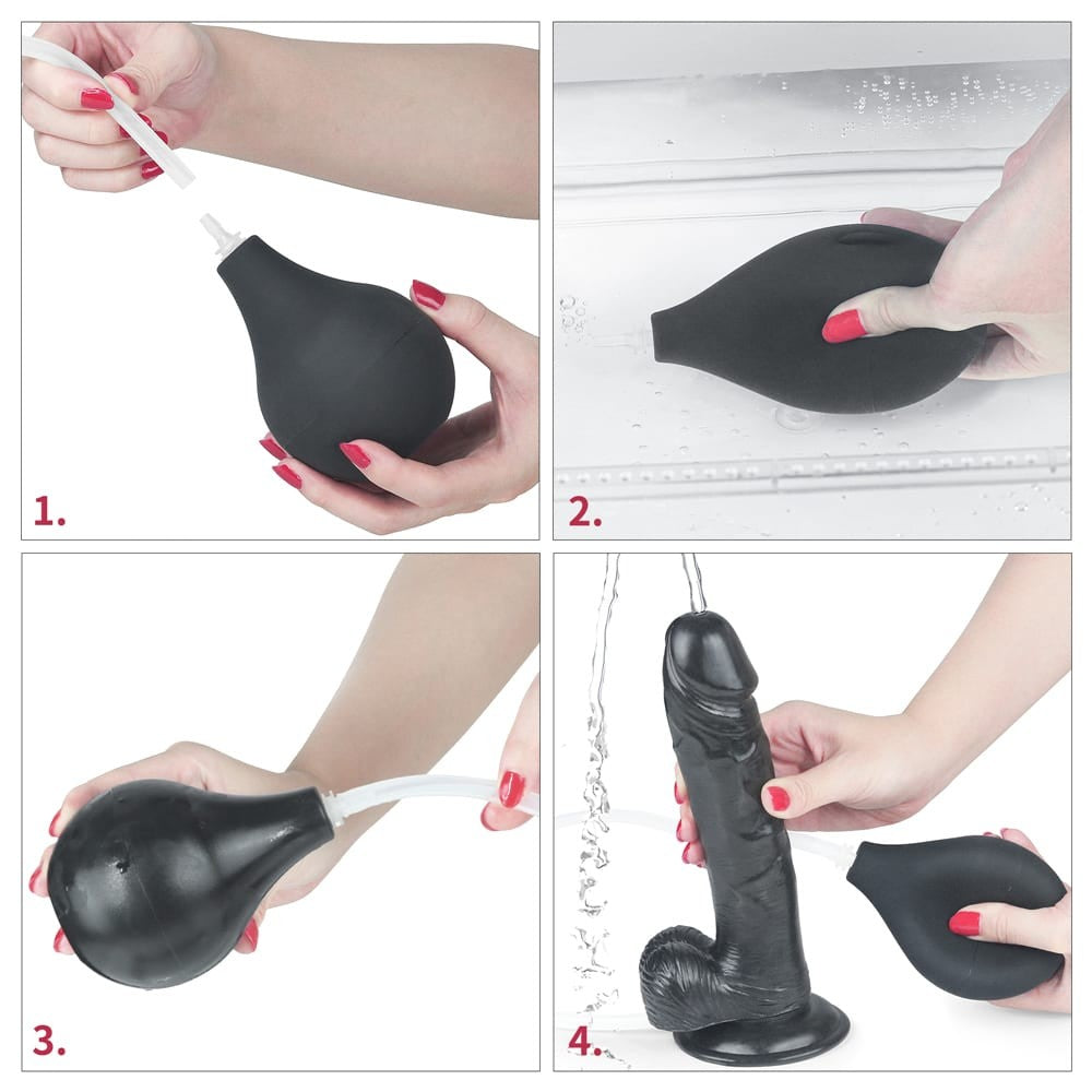 Ejaculare Extremă - Dildo Realistic cu Ejaculare Negru 23 cm