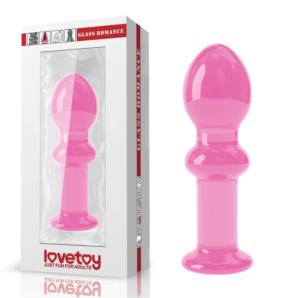 4.5" Glass Romance Pink - Butt Plug de Sticla, 11,5 cm - detaliu 4