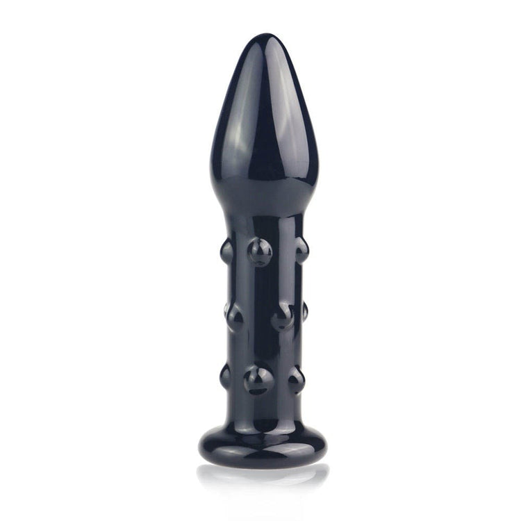 5.5" Glass Romance Black - Dop Anal din Sticla Neagra, 13,9 cm
