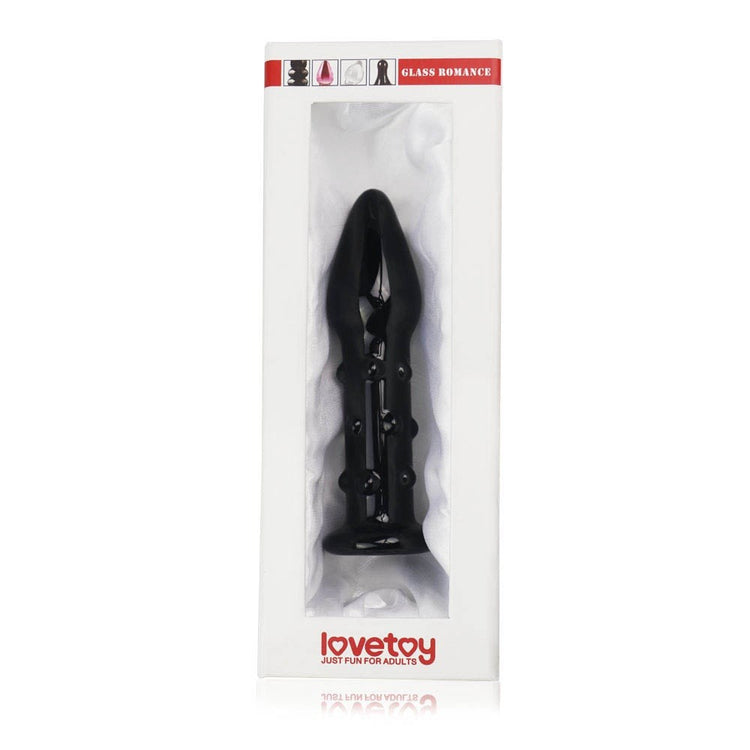 5.5" Glass Romance Black - Dop Anal din Sticla Neagra, 13,9 cm - detaliu 1
