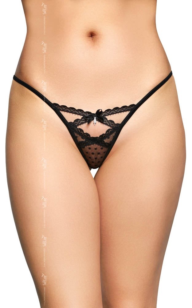 Adela - Lenjerie sexy G-String 2494, negru, S/M - detaliu 1