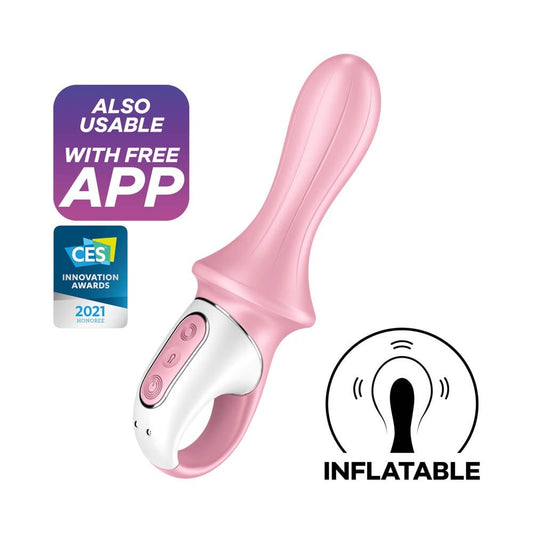 Air Pump Booty 5+ pink - Vibrator Gonflabil cu Aplicatie de Mobil, 20x5,7 cm