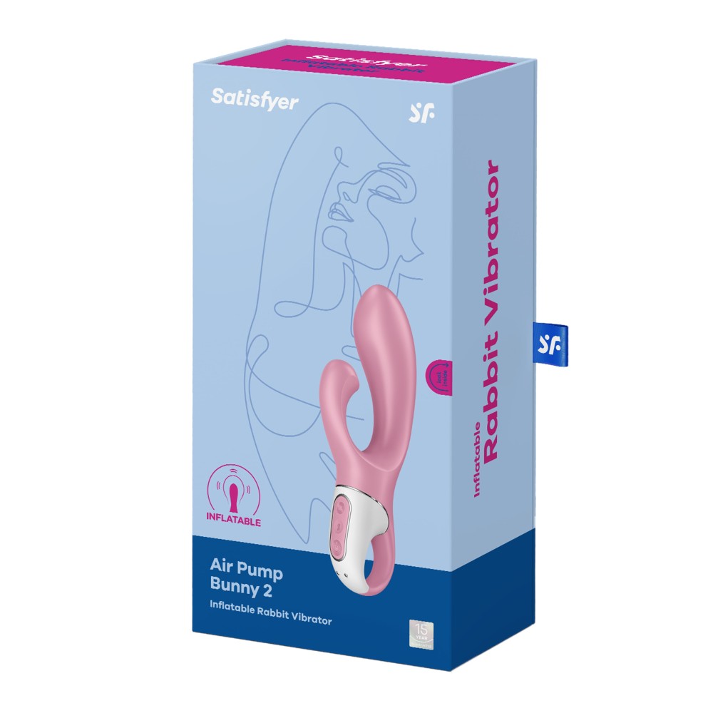 Air Pump Bunny 2 light red - Vibrator Iepuras Gonflabil, 20x4.2 cm