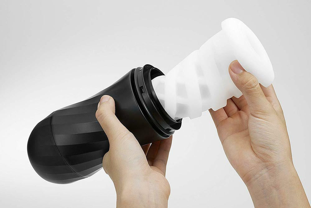 Air-Tech Twist Ripple - Masturbator negru, 15.6 cm - detaliu 1