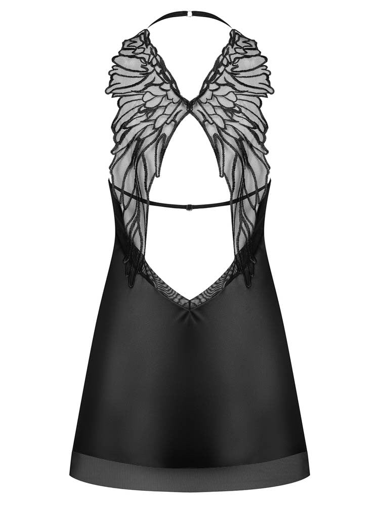 Alifini - Set babydoll și chiloței, negru, L/XL
