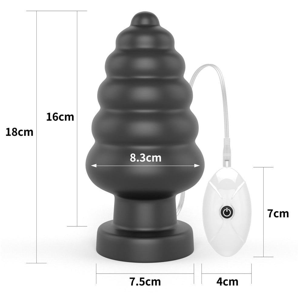 Anal Cracker - Dop Anal cu Vibratii si Telecomanda, Negru, 18 cm