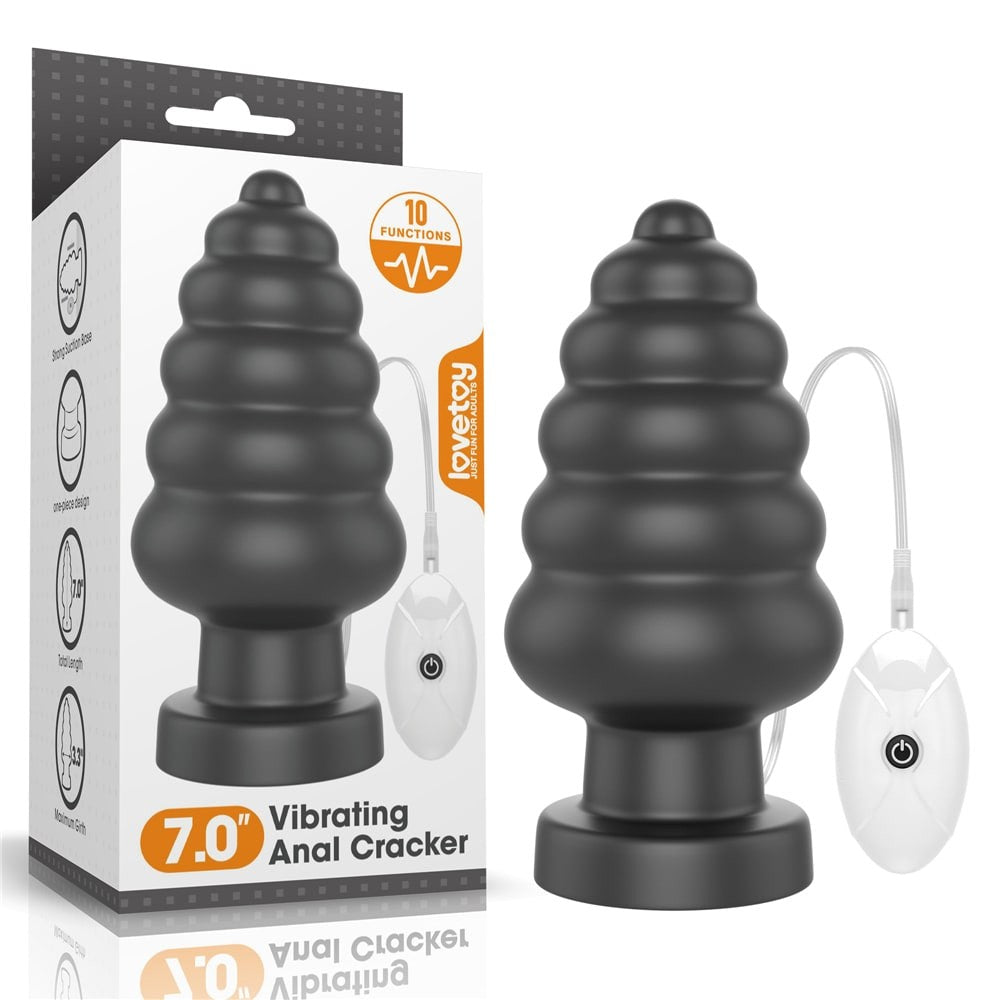 Anal Cracker - Dop Anal cu Vibratii si Telecomanda, Negru, 18 cm - detaliu 4