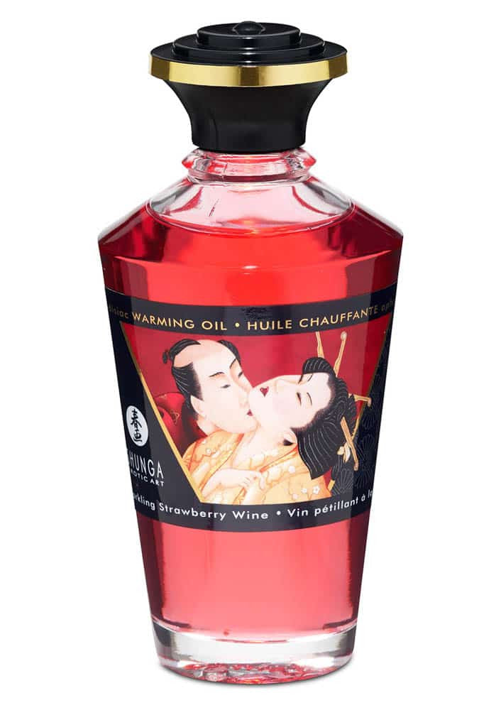 Aphrodisiac Shunga - Ulei de Masaj cu Aroma de Capsuni si Efect de Incalzire, 100 ml - detaliu 1
