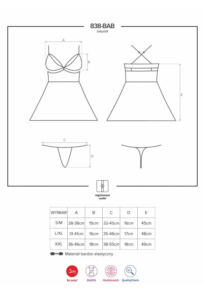 Babydoll si Tanga Rosu 838-BAB-3, L/XL - detaliu 2