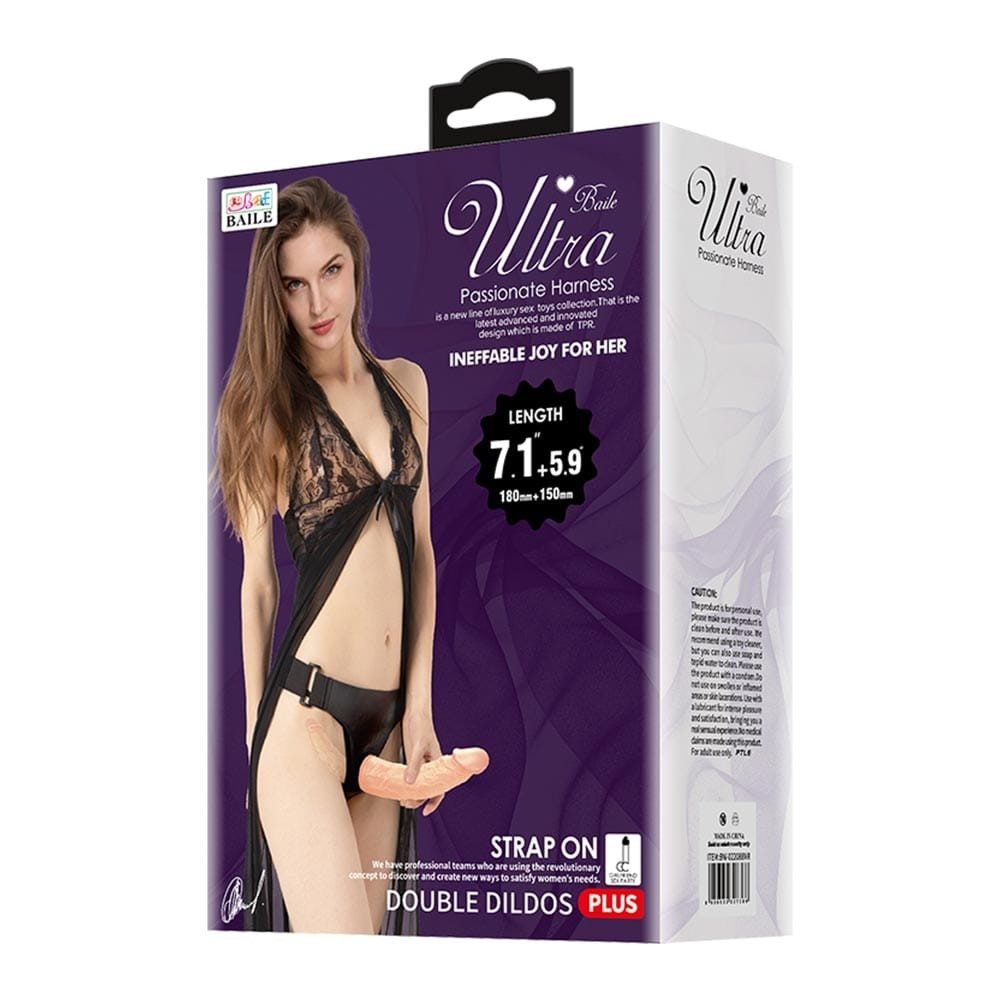 Baile Ultra Passionate - Strap On cu Dildo Dublu Realistic, 18x3.6 cm - detaliu 6