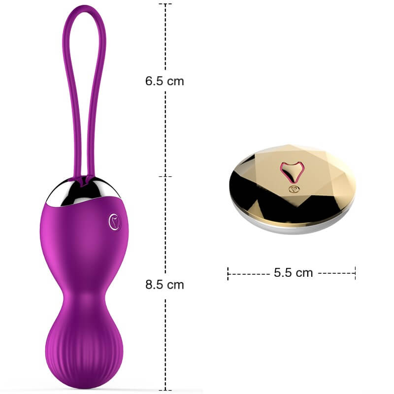 Bila Kegel cu vibratie si control prin telecomanda - dimensiuni