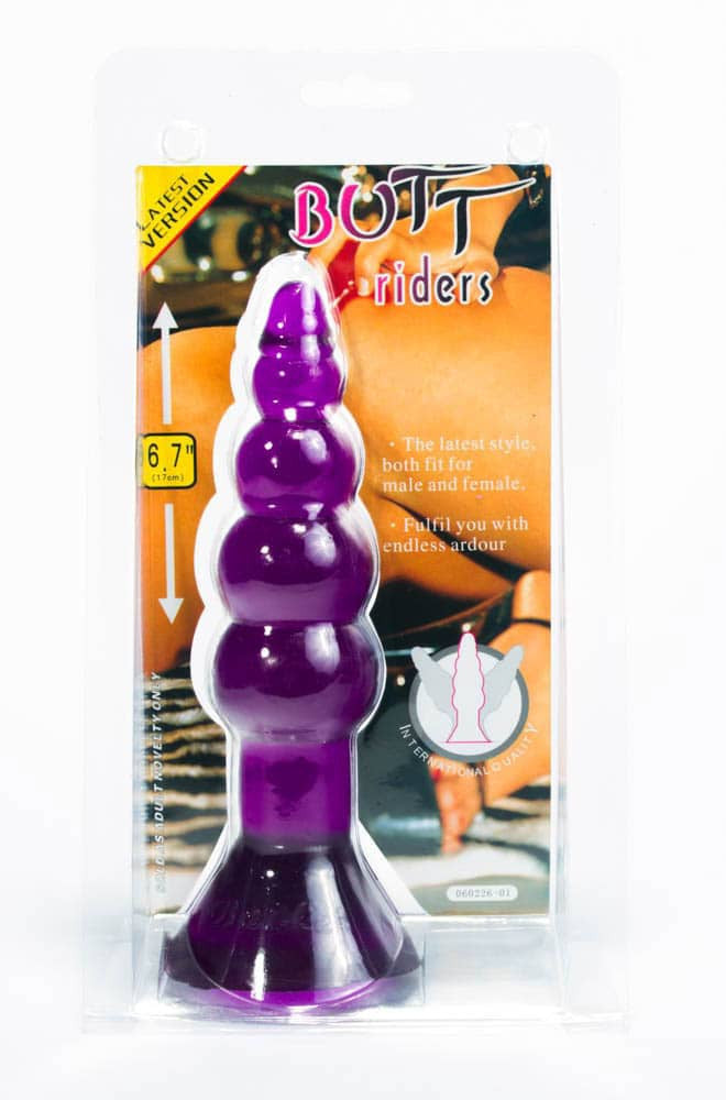 Butt Riders - Dop Anal cu Model Bile si Ventuza, Mov, 17 cm - detaliu 1