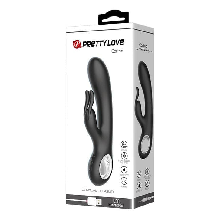 Carina - Vibrator iepuraș, negru, 19 cm - detaliu 1