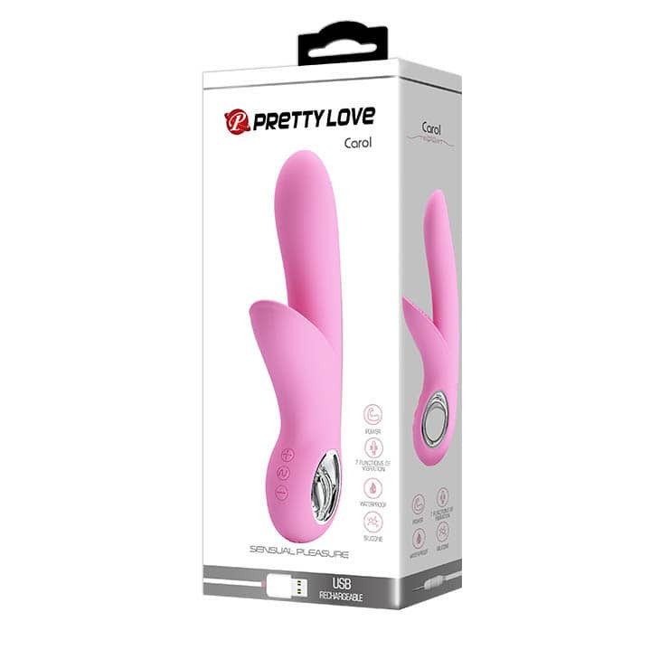 Carol - Vibrator iepuraș, baby pink, 16.5 cm - detaliu 3