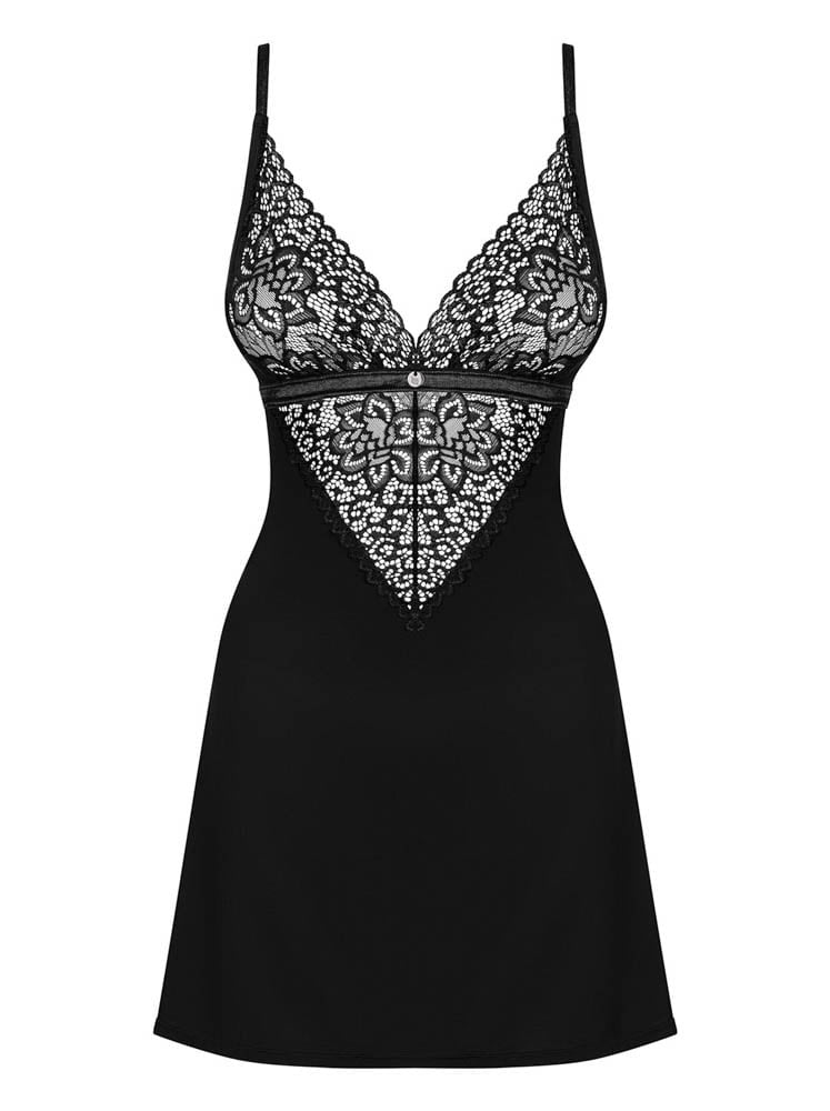 Cecilla - Set babydoll și chiloței, negru, S/M - detaliu 2