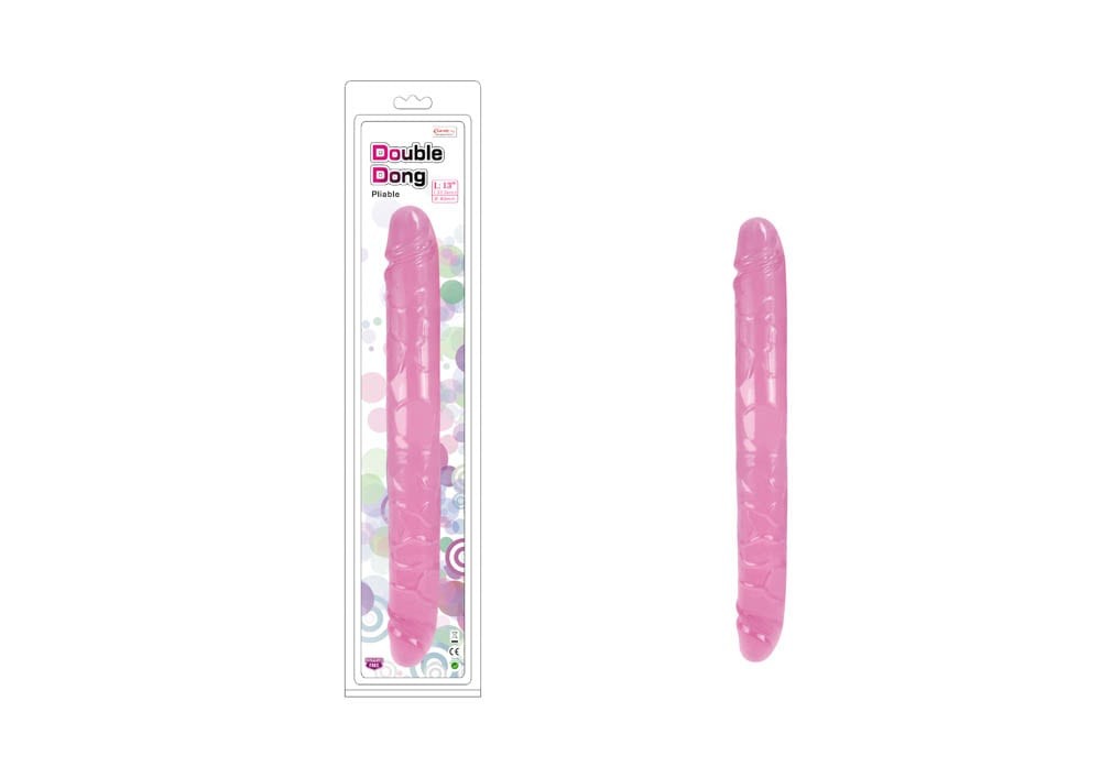 Charmly Pliable Double Dong - Dildo Dublu Roz, 33 cm - detaliu 2