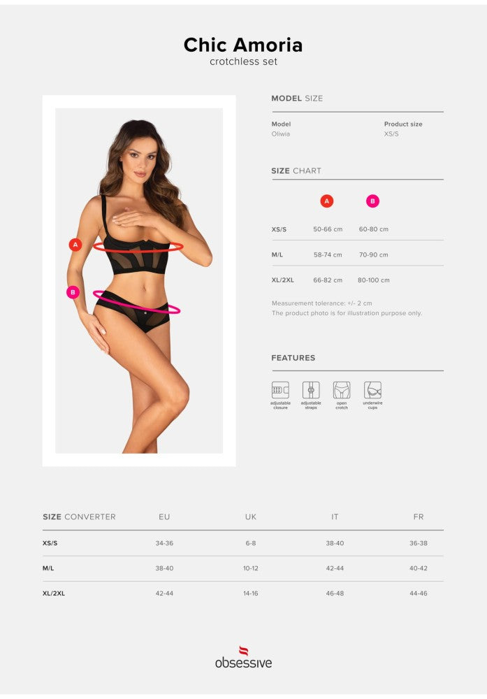 Chic Amoria 2-pcs crotchless set M/L - detaliu 8