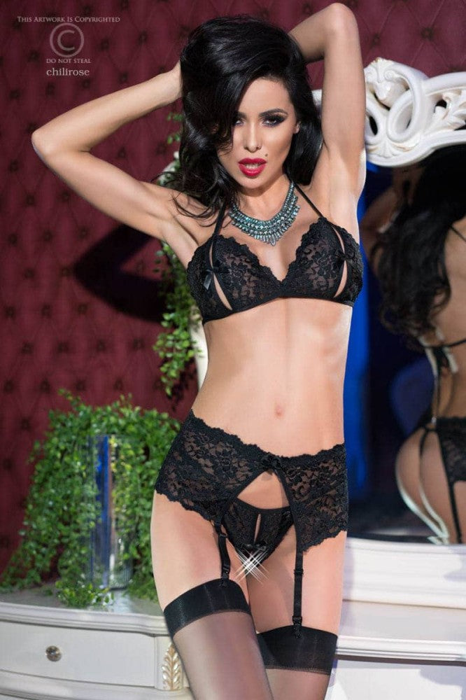 CR 4220 M Black Open Bra 3 pc Set - detaliu 5