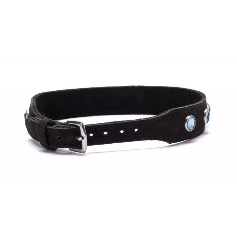 Crystal Collar Zgarda de Piele Albastru 45 cm