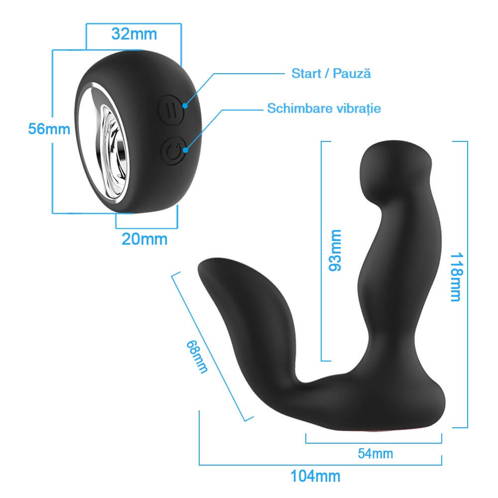 Dop anal cu telecomanda si 7 vibratii - dimensiuni