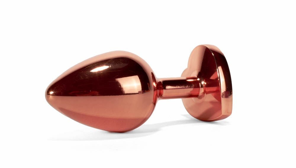 Dop Anal X-MEN Secret Shine Metal Butt Plug Rose Gold Heart L, 9,5 cm - detaliu 2