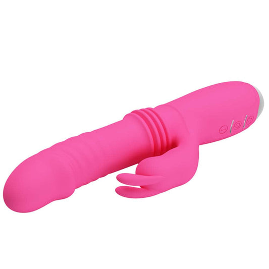 Dorothy - Vibrator iepuraș cu funcție Împingere, roz, 19.7 cm