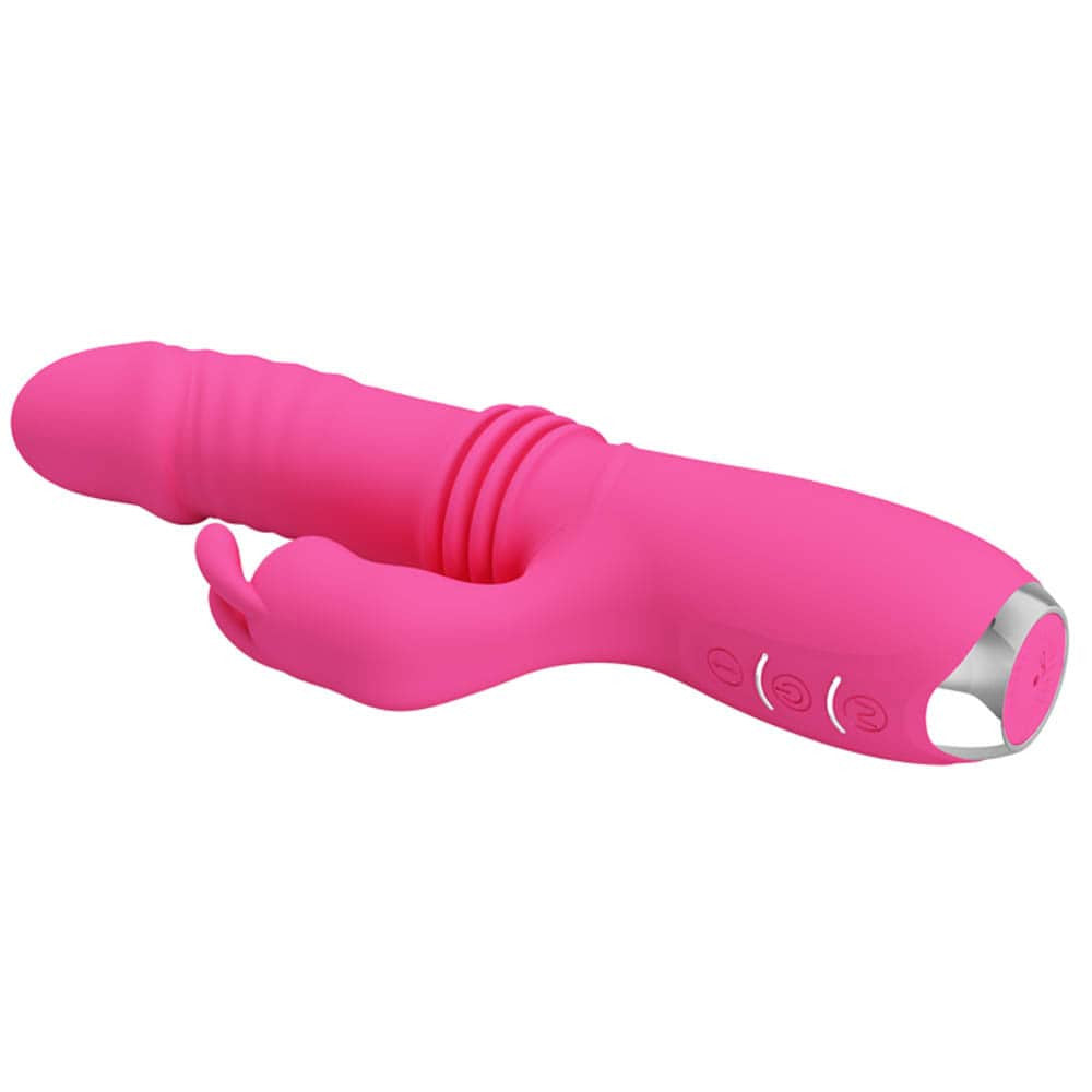 Dorothy - Vibrator iepuraș cu funcție Împingere, roz, 19.7 cm - detaliu 7