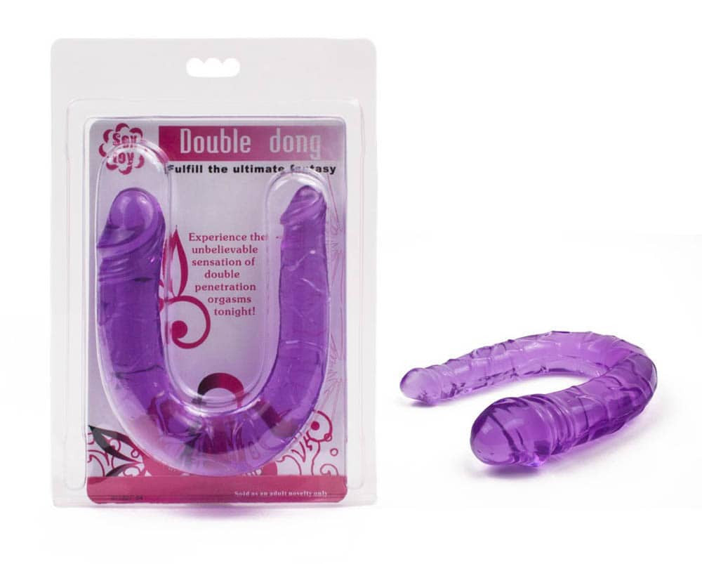 Double Dong - Dildo dublu, mov, 30 cm