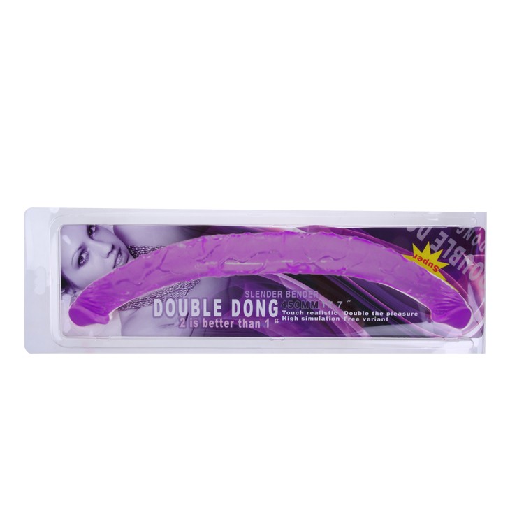 Double Dong Purple 2 - Dildo Mov Dublu din TPR, 44 cm - detaliu 2