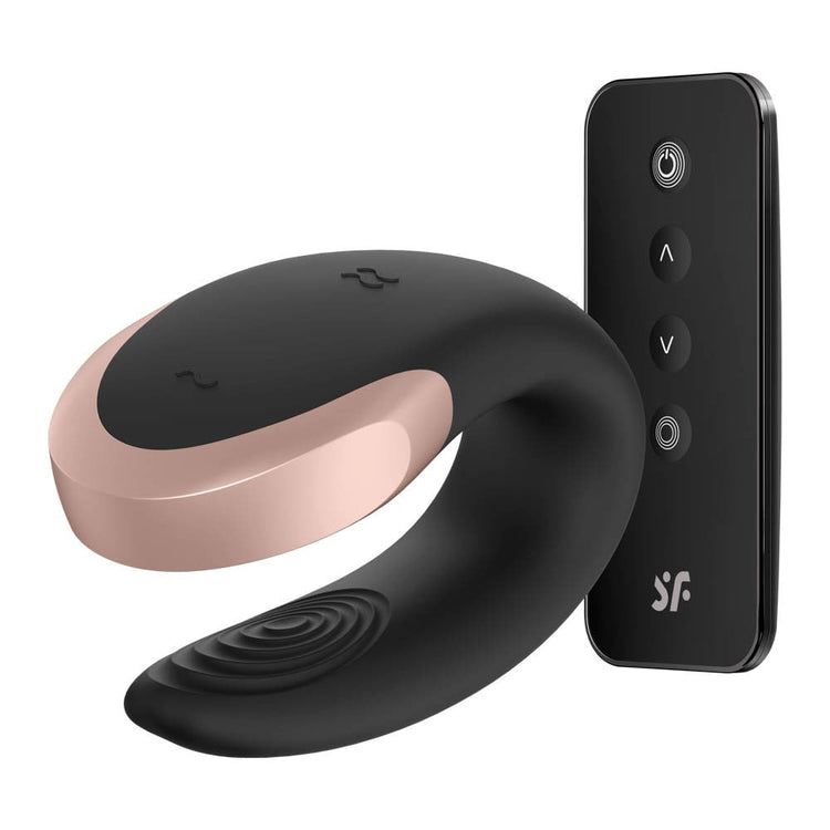Double Love (Black) - Vibrator pentru Cuplu, 8,6x5,7 cm - detaliu 1