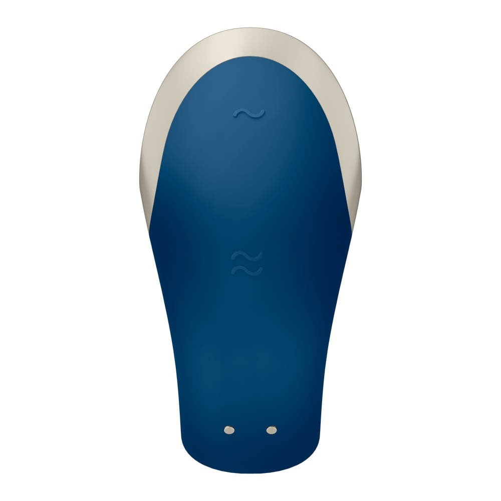 Double Love - Vibrator pentru cuplu, albastru, 8.6 cm