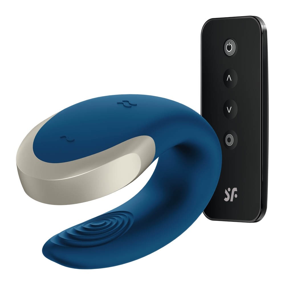 Double Love - Vibrator pentru cuplu, albastru, 8.6 cm - detaliu 1