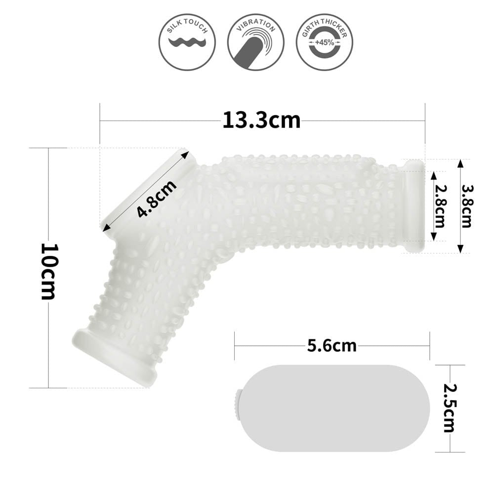 Drip Knights Ring -Manson pentru Penis si Scrot cu Vibratie, Alb, 13,3 cm