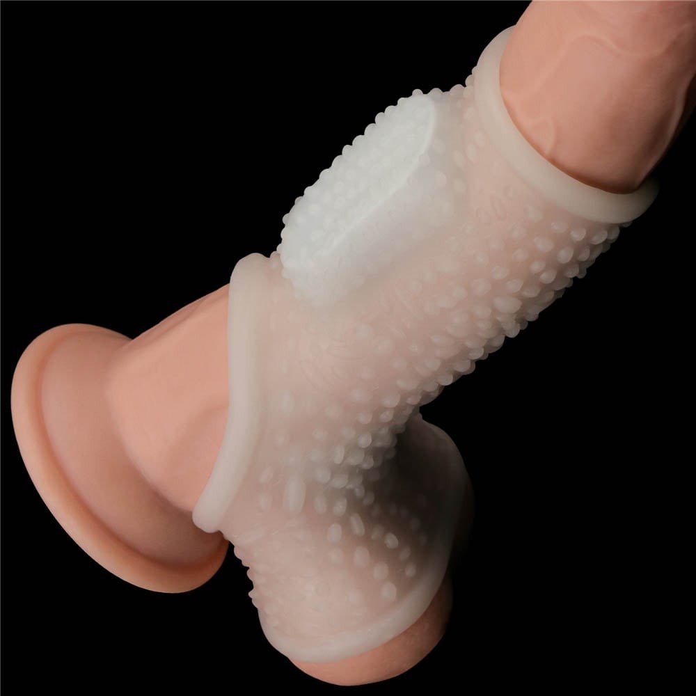 Drip Knights Ring -Manson pentru Penis si Scrot cu Vibratie, Alb, 13,3 cm - detaliu 3