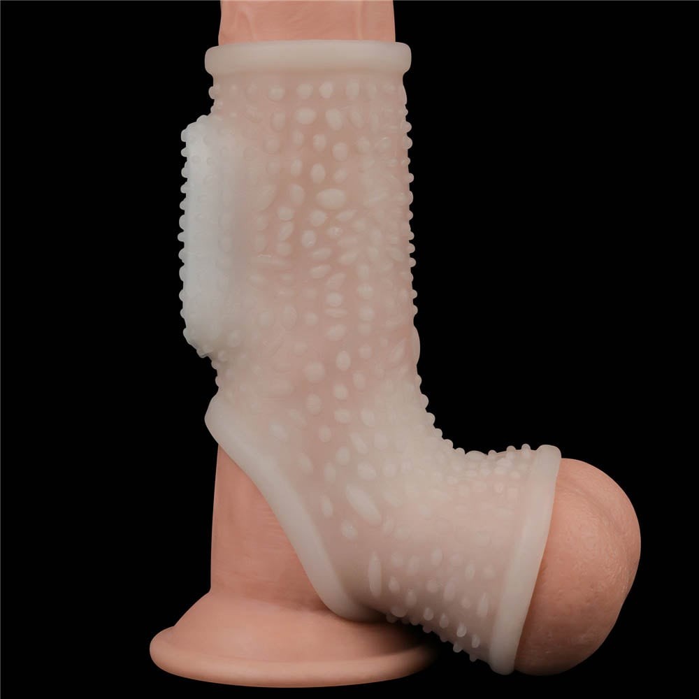 Drip Knights Ring -Manson pentru Penis si Scrot cu Vibratie, Alb, 13,3 cm - detaliu 5