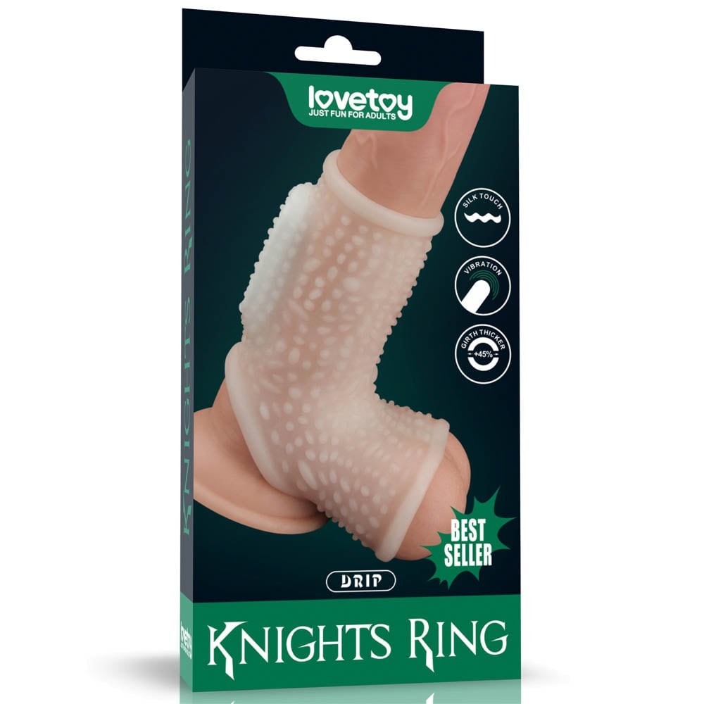 Drip Knights Ring -Manson pentru Penis si Scrot cu Vibratie, Alb, 13,3 cm - detaliu 7
