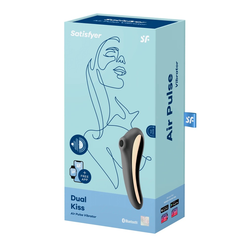 Dual Kiss black - Vibrator Punct G cu Impuls Aer,