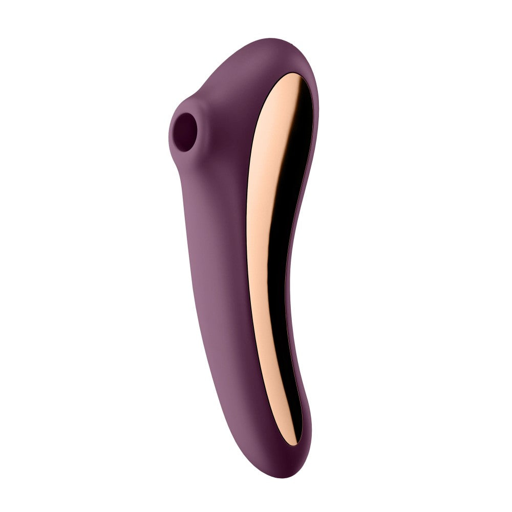 Dual Kiss Wine Red - Vibrator Punct G cu Impuls Aer, 19x3.8 cm - detaliu 1