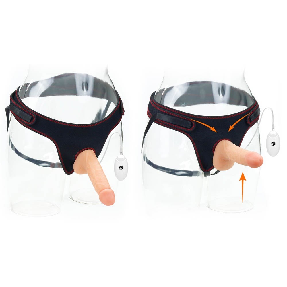 Easy Strapon - Strap-on cu vibrații, 18 cm - detaliu 8