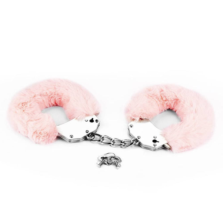 Fetish Pleasure Fluffy - Cătușe Metalice cu Puf Roz - detaliu 4