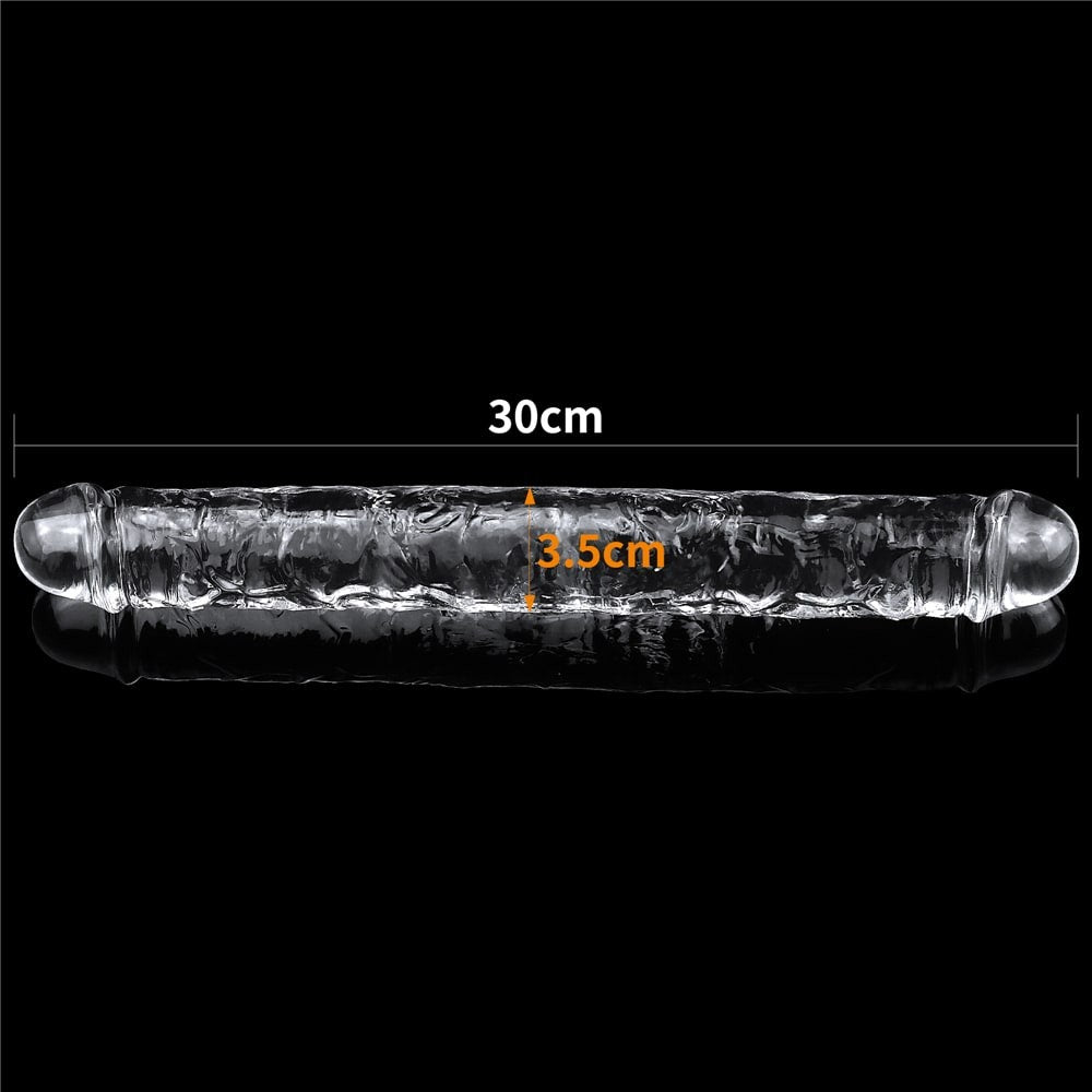 Flawless Clear Double - Dildo Dublu Transparent, 30 cm