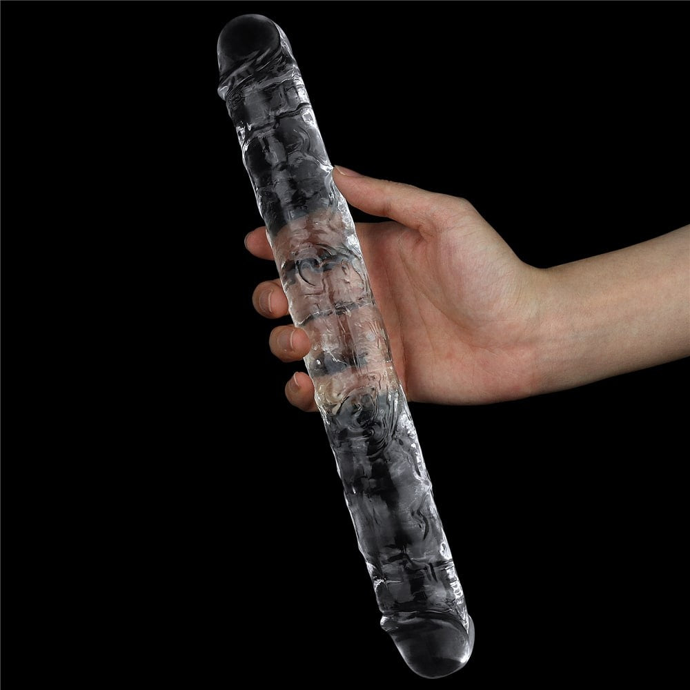 Flawless Clear Double - Dildo Dublu Transparent, 30 cm - detaliu 2