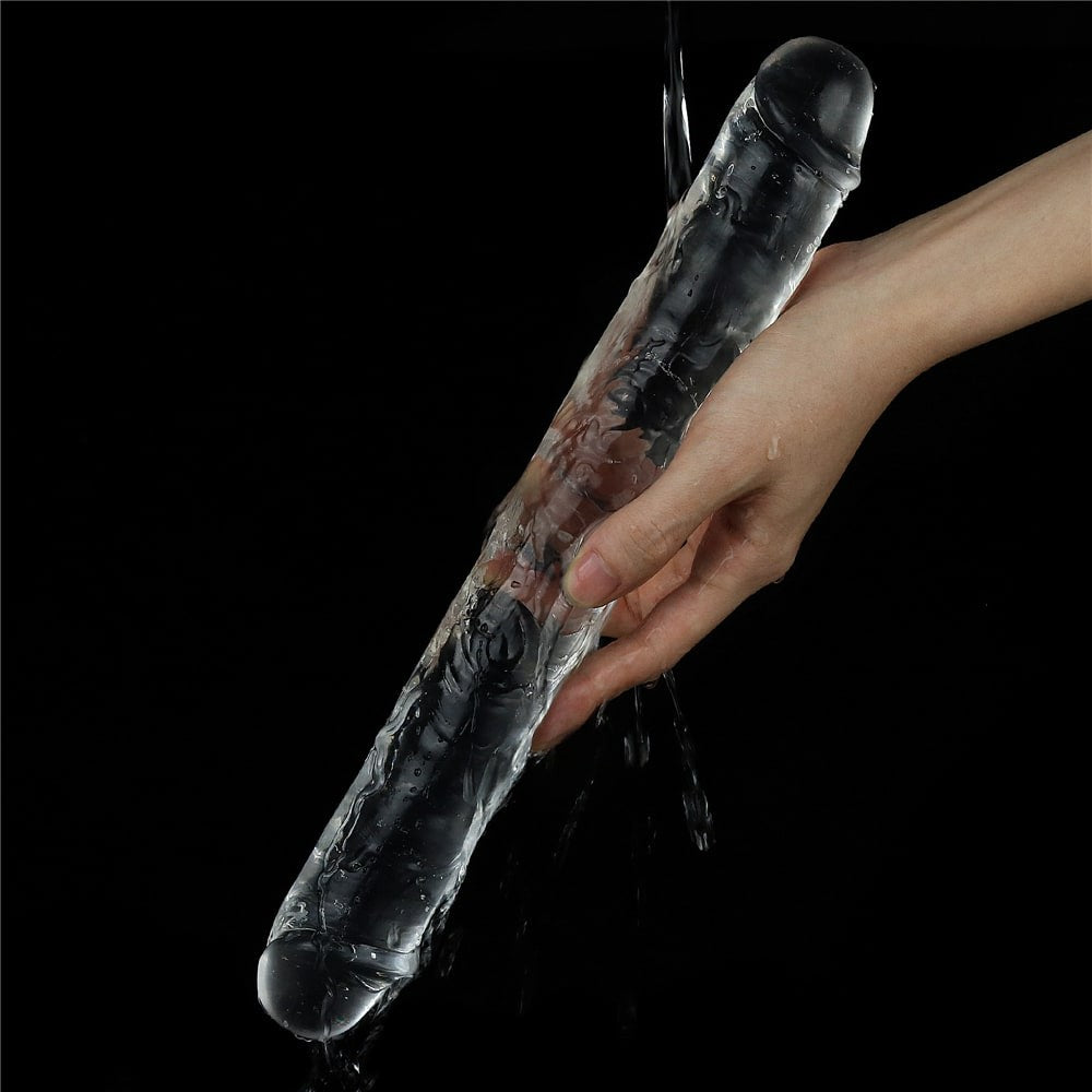 Flawless Clear Double - Dildo Dublu Transparent, 30 cm - detaliu 4